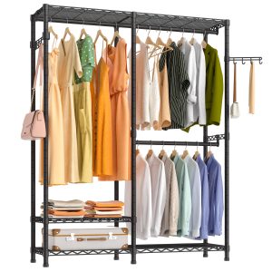 Exglobol Heavy Duty Garment Rack, Metal Closet Organizers and Storage, Wardrobe Clothing Racks for Hanging Clothes